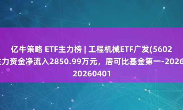 亿牛策略 ETF主力榜 | 工程机械ETF广发(560280)主力资金净流入2850.99万元，居可比基金第一-20260401
